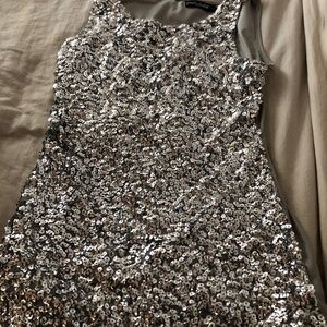Silver sequin stretchy tank